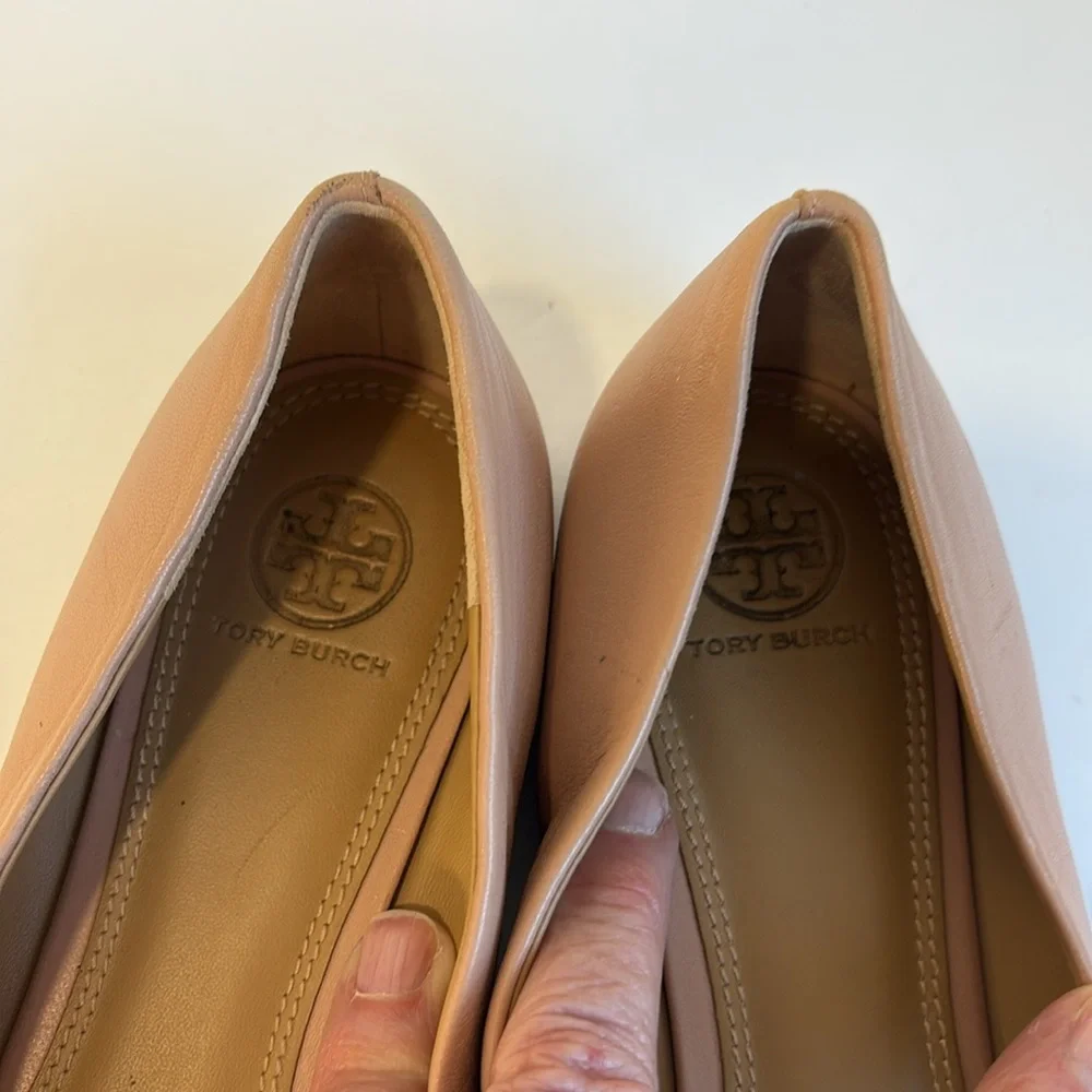 Tory Burch Melinda Powder Coated Blush/Tan Ballet Flats